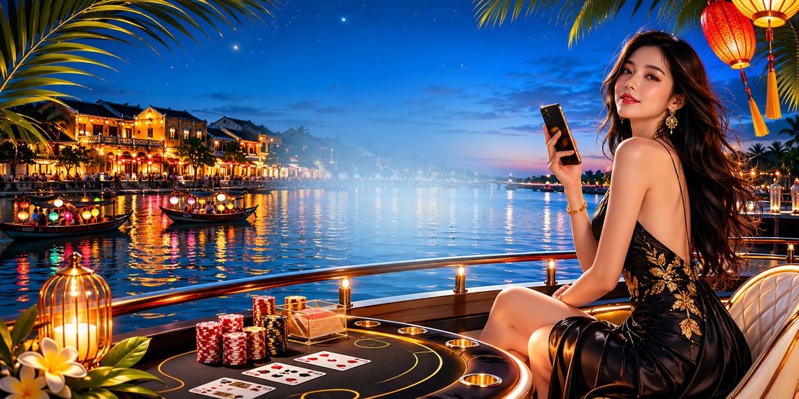 Người chơi baccarat trực tuyến tại Hội An dưới ánh đèn lồng về đêm